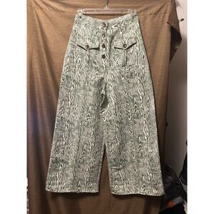 NWOT Anthropologie C/MEO Collective Energized Wide Leg Pants Green Size 4